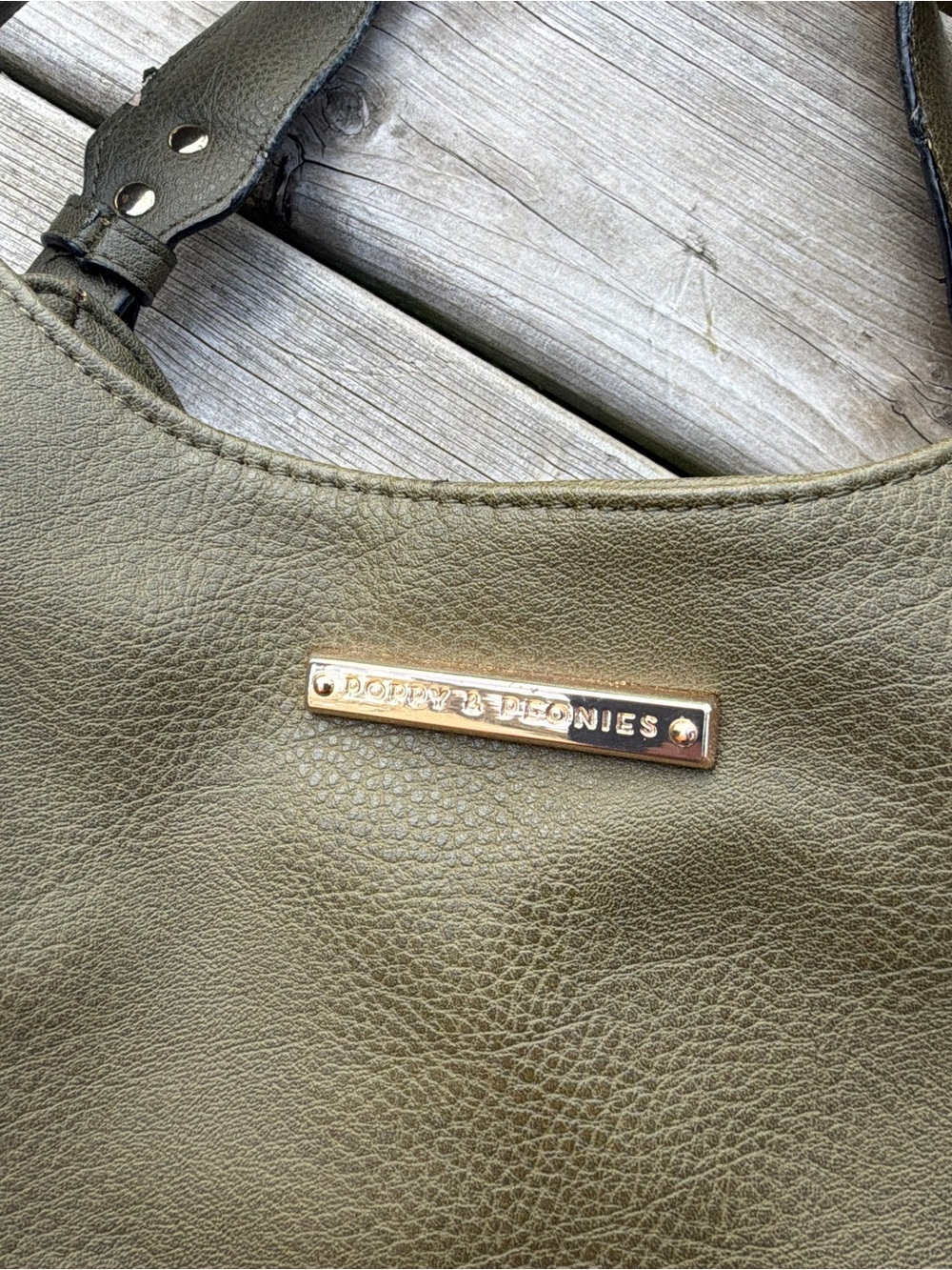 Poppy & Peonies Olive Green Hobo Shoulder Bag - Picture 5 of 16